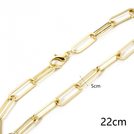 Imagen de 1 Piece Eco-friendly Brass Paperclip Chain Bracelets 18K Real Gold Plated 22cm(8 5/8") long