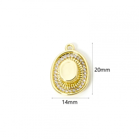 Imagen de 1 Unidad Latón Vaquero del Oeste Colgantes Chapado en Oro de 18K Sombrero 3D Claro Circón Artificial 20mm x 14mm