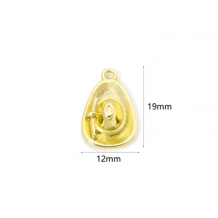 Imagen de 2 Unidades Latón Vaquero del Oeste Colgantes Chapado en Oro de 18K Sombrero 3D 19mm x 12mm