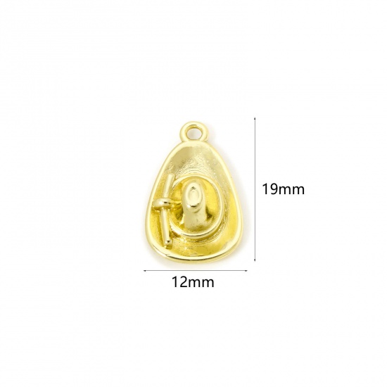 Изображение 2 PCs Brass West Cowboy Charms Hat 3D 19mm x 12mm