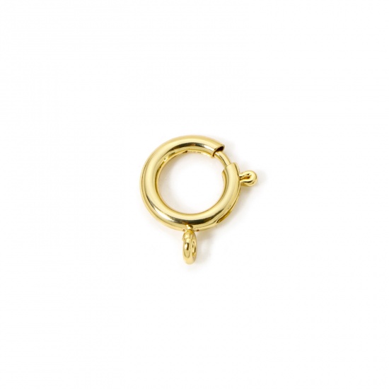 Picture of 5 PCs Eco-friendly Brass Bolt Spring Ring Clasps Round 18K Real Gold Plated 19mm x 16mm