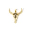 Immagine di 1 Pz Ottone Cowboy dell'Ovest Ciondoli Pendenti Placcato Oro 18K Testa di Toro/Testa di Mucca Micro Spianare Trasparente & Nero Cubic Zirconiae 3.2cm x 2.7cm