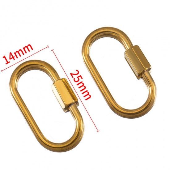 Immagine di 1 Piece Eco-friendly PVD Vacuum Plating 304 Stainless Steel Screw Clasps 18K Gold Plated Can Be Screwed Off 25mm x 14mm