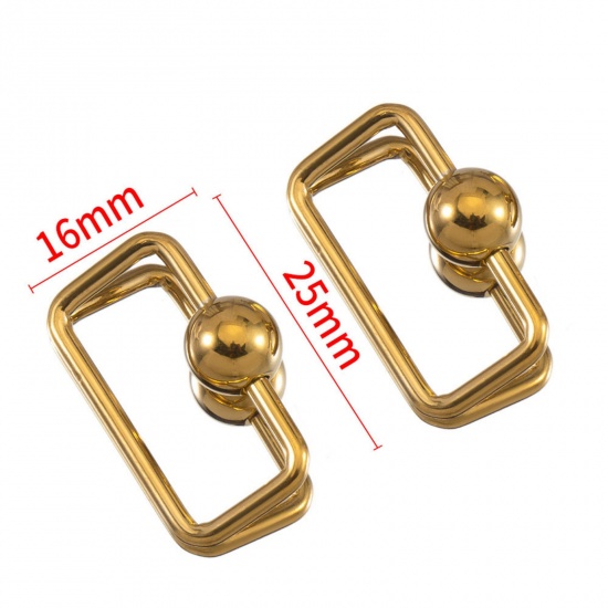 Immagine di 1 Piece Eco-friendly PVD Vacuum Plating 304 Stainless Steel Screw Clasps Rectangle 18K Gold Plated Can Be Screwed Off 25mm x 16mm