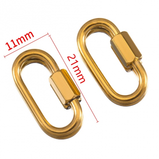 Immagine di 1 Piece Eco-friendly PVD Vacuum Plating 304 Stainless Steel Screw Clasps Oval 18K Gold Plated Can Be Screwed Off 24mm x 11mm