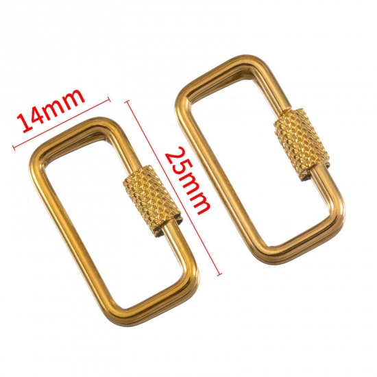 Immagine di 1 Piece Eco-friendly PVD Vacuum Plating 304 Stainless Steel Screw Clasps Rectangle 18K Gold Plated Can Be Screwed Off 25mm x 14mm