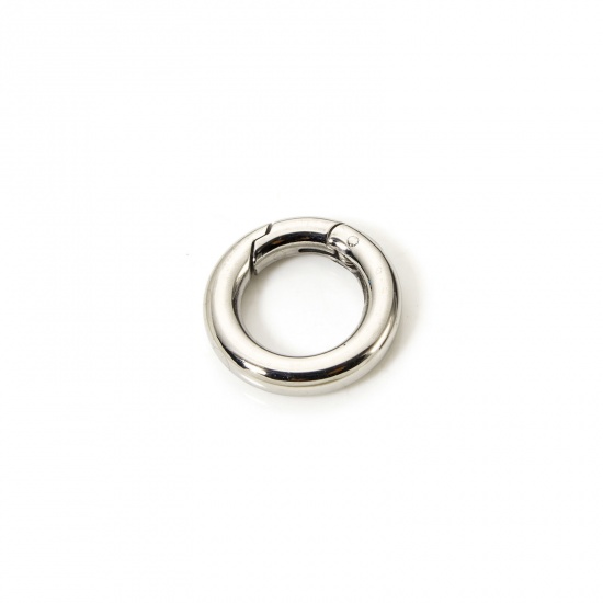 Immagine di 1 Piece 304 Stainless Steel Bolt Spring Ring Clasps Round Silver Tone Polished 18mm Dia.