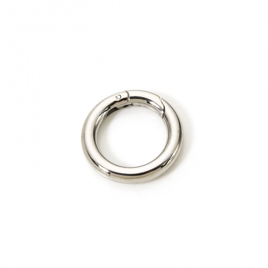 Immagine di 1 Piece 304 Stainless Steel Bolt Spring Ring Clasps Round Silver Tone Polished 24mm Dia.