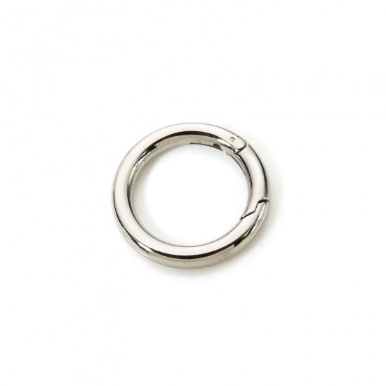 Immagine di 1 Piece 304 Stainless Steel Bolt Spring Ring Clasps Round Silver Tone Polished 28mm Dia.