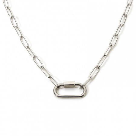 Picture of 304 Stainless Steel Paperclip Link Chain Necklace For DIY Jewelry Making Oval Silver Tone 46.5cm(18 2/8