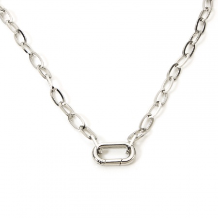 Picture of 304 Stainless Steel Paperclip Link Chain Necklace For DIY Jewelry Making Oval Silver Tone 46.5cm(18 2/8