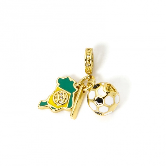 Image de 1 Piece Eco-friendly Brass Charms 18K Real Gold Plated Football 26mm