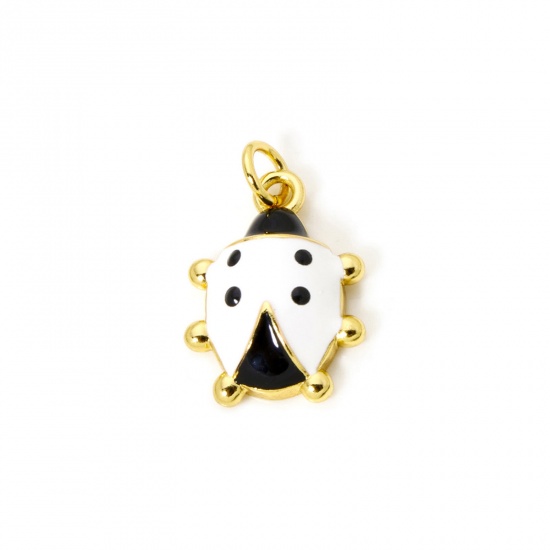 Imagen de 1 Piece Eco-friendly Brass Charms 18K Real Gold Plated Black & White Ladybug Animal Enamel 25mm x 15mm