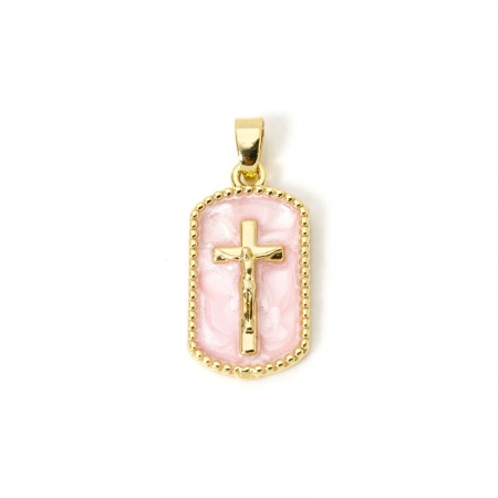 Picture of Brass Charm Pendant Real Gold Plated Irregular Enamel 22mm x 15mm
