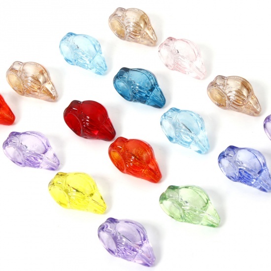 Изображение 10 PCs Glass Ocean Jewelry Beads For DIY Jewelry Making Conch/ Sea Snail At Random Mixed Color Transparent About 21mm x 15mm, Hole: Approx 1.2mm