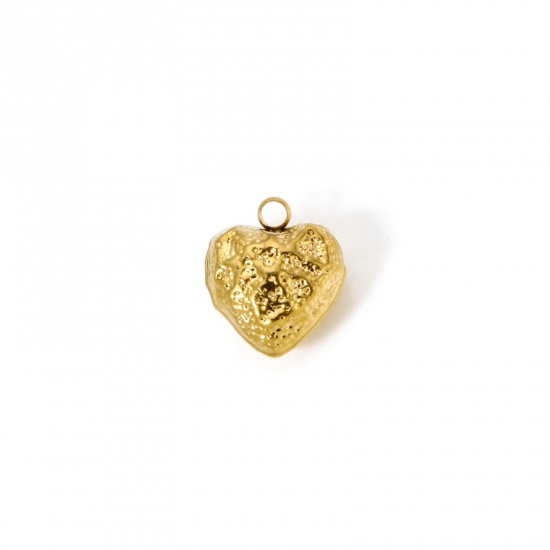Picture of 1 Piece Eco-friendly PVD Vacuum Plating 304 Stainless Steel Valentine's Day Charms 18K Real Gold Plated Heart 11.5mm x 10mm