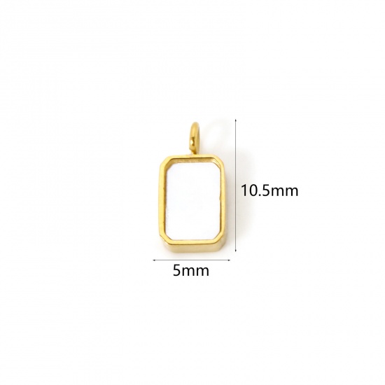 Picture of 1 Piece Eco-friendly PVD Vacuum Plating 304 Stainless Steel & Natural Shell Geometric Charms 18K Real Gold Plated Octagon 10.5mm x 5mm