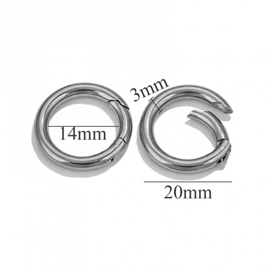 Bild von 1 Stück 304 Edelstahl Federringverschluss Rund Silberfarbe Poliert 20mm D.