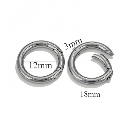 Bild von 1 Stück 304 Edelstahl Federringverschluss Rund Silberfarbe Poliert 18mm D.