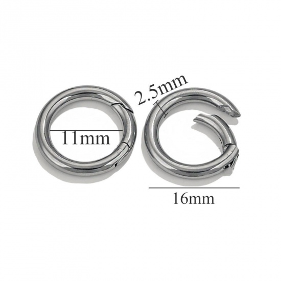 Bild von 1 Stück 304 Edelstahl Federringverschluss Rund Silberfarbe Poliert 16mm D.