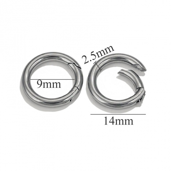 Bild von 1 Stück 304 Edelstahl Federringverschluss Rund Silberfarbe Poliert 14mm D.