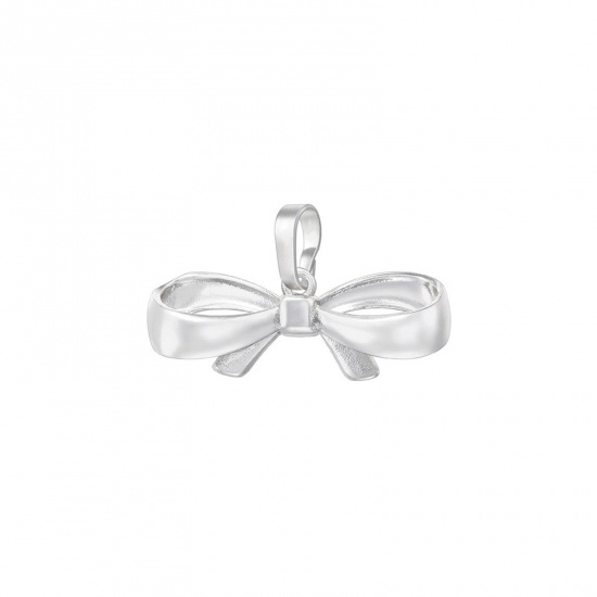 Imagen de 1 Unidad Latón Ropa Colgantes Charms Platino Chapado Bowknot 3D 25mm x 14mm