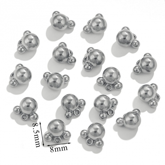 5 個 エコフレンドリー 304ステンレス鋼 ミニ チャーム シルバートーン マウス 3D 8mm x 8.5mm、 の画像