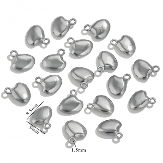 5 個 エコフレンドリー 304ステンレス鋼 ミニ チャーム シルバートーン シェル 3D 8.5mm x 9mm、 の画像