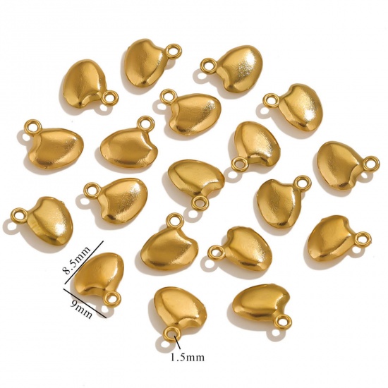 5 個 エコフレンドリー PVD真空メッキ 304ステンレス鋼 ミニ チャーム 金メッキ シェル 3D 8.5mm x 9mm、 の画像