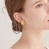 Изображение 1 Пара Стильный Простой 18K позолоченный Латунь Банты Трехмерный Серьги Шпильки Для женщин 3.1см x 2.3см