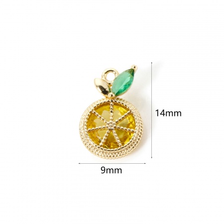 Picture of Brass Charms 18K Real Gold Plated Fruit Multicolor Rhinestone