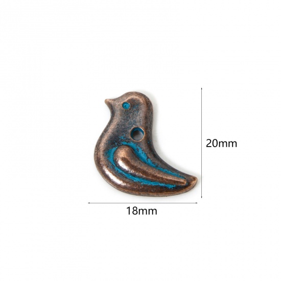 Image de 10 PCs Zinc Based Alloy Patina Charms Antique Copper Blue Bird Animal 20mm x 18mm