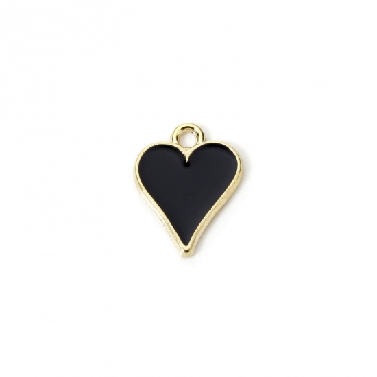 Imagen de 20 PCs Zinc Based Alloy Poker/ Paper Card/ Game Card Charms Gold Plated Black Sapdes Enamel 16mm x 12.5mm