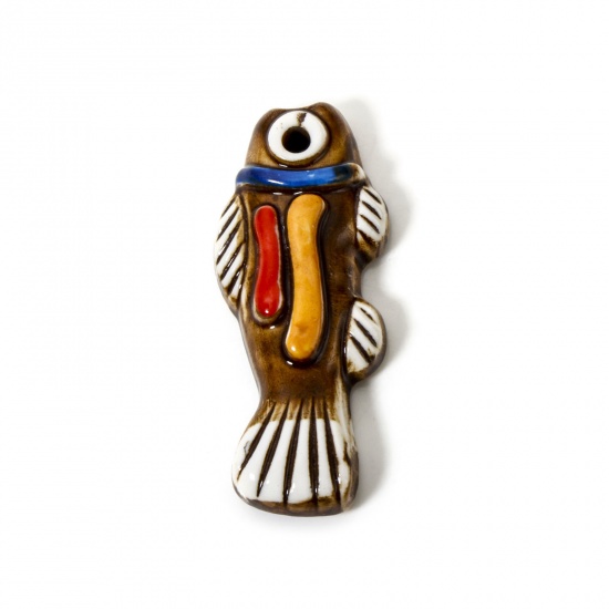 Image de 1 Piece Ceramic Ocean Jewelry Pendants Fish Animal Brown Stripe 7x3cm - 6x2.6cm