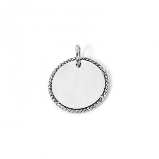 Picture of 1 Piece Eco-friendly 304 Stainless Steel Blank Stamping Tags Charms Round Disc Silver Tone 22mm x 18mm