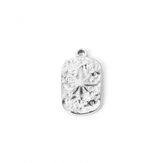 Immagine di 1 Pz Placcatura Sottovuoto PVD Ecologica 304 Acciaio Inossidabile Galassia Ciondoli Rettangolo Tono Argento Stella 18mm x 10mm
