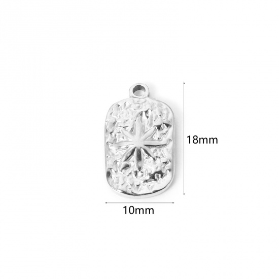 Immagine di 1 Pz Placcatura Sottovuoto PVD Ecologica 304 Acciaio Inossidabile Galassia Ciondoli Rettangolo Tono Argento Stella 18mm x 10mm