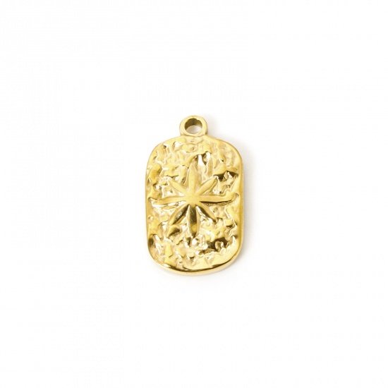 Immagine di 1 Pz Placcatura Sottovuoto PVD Ecologica 304 Acciaio Inossidabile Galassia Ciondoli Rettangolo 14K Vero Oro Placcato Stella 18mm x 10mm