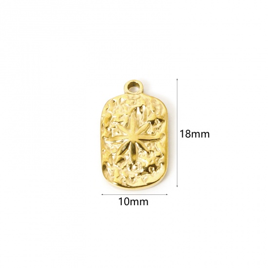 Immagine di 1 Pz Placcatura Sottovuoto PVD Ecologica 304 Acciaio Inossidabile Galassia Ciondoli Rettangolo 14K Vero Oro Placcato Stella 18mm x 10mm