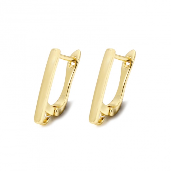 Picture of 1 Pair Brass Earrings 18K Gold Plated U Shaped With Loop 19mm x 12mm, Post/ Wire Size: (19 gauge)