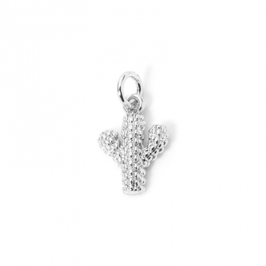 Imagen de 2 Unidades Respetuoso del Medio Ambiente Latón Vaquero del Oeste Colgantes Platino Real Chapado Cactus 17mm x 9mm