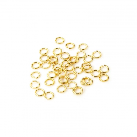 Picture of 200 PCs 3mm Dia., 0.5mm(24 gauge) Eco-friendly Brass Open Jump Rings Findings For Jewelry Making Wholesale 18K Real Gold Plated Round