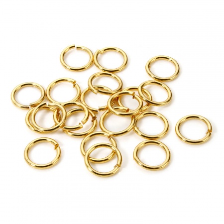 Picture of 50 PCs 10mm Dia., 1.2mm(17 gauge) Eco-friendly Brass Open Jump Rings Findings For Jewelry Making 18K Real Gold Plated Round