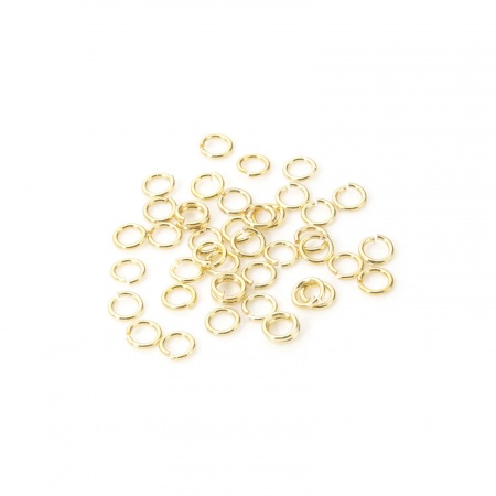Picture of 200 PCs 3mm Dia., 0.5mm(24 gauge) Eco-friendly Brass Open Jump Rings Findings For Jewelry Making Wholesale 14K Real Gold Plated Round