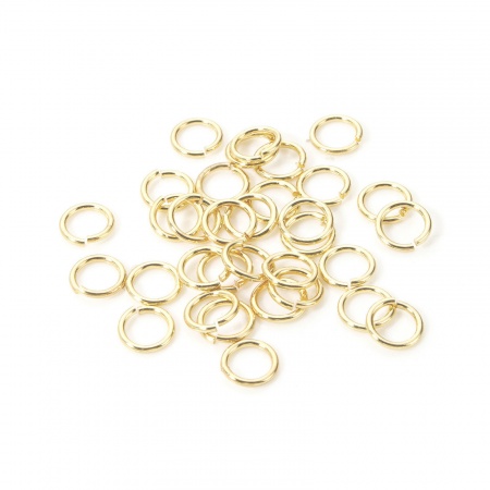 Picture of 100 PCs 6mm Dia., 0.8mm(20 gauge) Eco-friendly Brass Open Jump Rings Findings For Jewelry Making Wholesale 14K Real Gold Plated Round