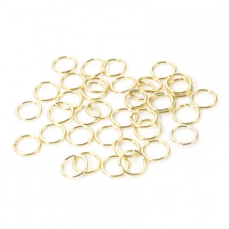 Picture of 50 PCs 7mm Dia., 0.8mm(20 gauge) Eco-friendly Brass Open Jump Rings Findings For Jewelry Making Wholesale 14K Real Gold Plated Round