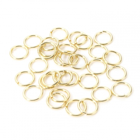 Picture of 50 PCs 8mm Dia., 1mm(18 gauge) Eco-friendly Brass Open Jump Rings Findings For Jewelry Making Wholesale 14K Real Gold Plated Round