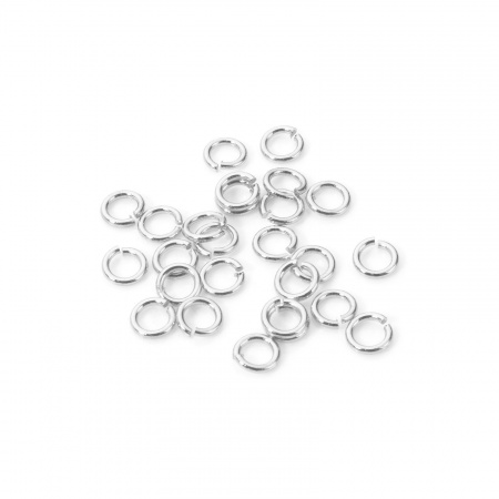 Picture of 100 PCs 4mm Dia., 0.7mm(21 gauge) Eco-friendly Brass Open Jump Rings Findings For Jewelry Making Real Platinum Plated Round