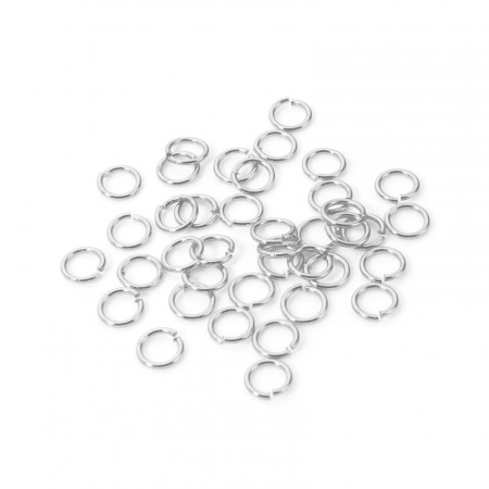 Picture of 100 PCs 5mm Dia., 0.7mm(21 gauge) Eco-friendly Brass Open Jump Rings Findings For Jewelry Making Wholesale Real Platinum Plated Round