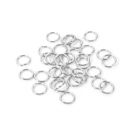 Picture of 100 PCs 6mm Dia., 0.8mm(20 gauge) Eco-friendly Brass Open Jump Rings Findings For Jewelry Making Wholesale Real Platinum Plated Round